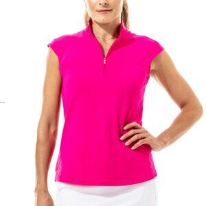 San Soleil Womens Sunglow Sleeveless Mock Polo Size Medium Pink Golf Cooling